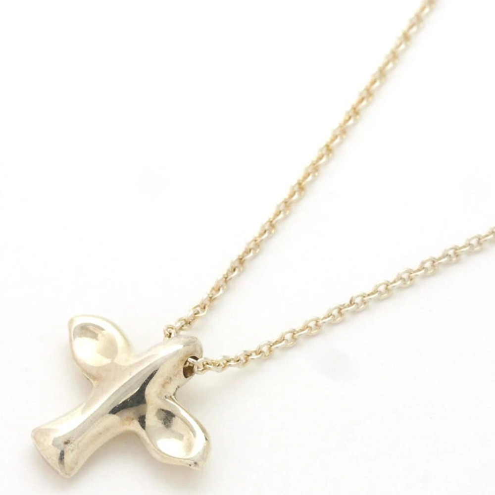 Tiffany Co Elsa Peretti Bird Cross Pendant Necklace Silver